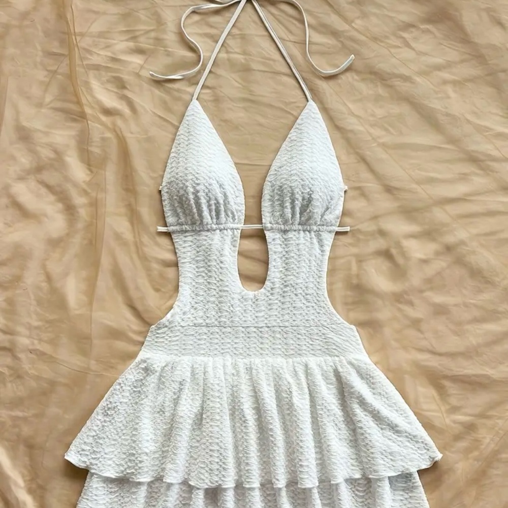 No Boundaries Asymmetrical White Dress